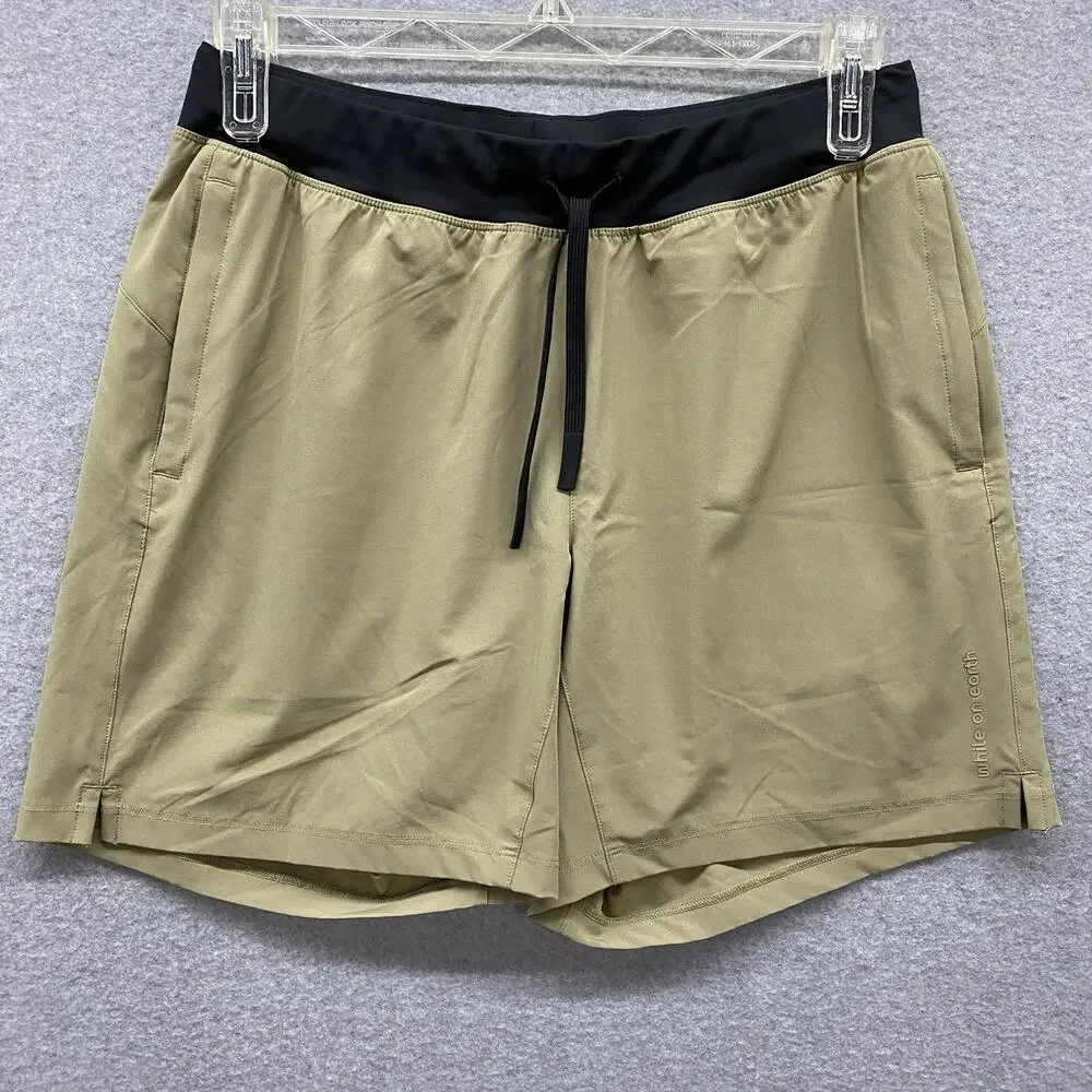 While On Earth Shorts Small Khaki Performance Stretch Athletic Travel Hiking